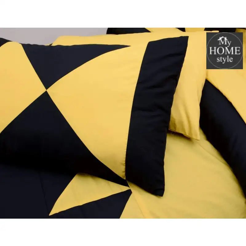 8 Pcs Duvet Set Yellow & Black - myhomestyle.pk
