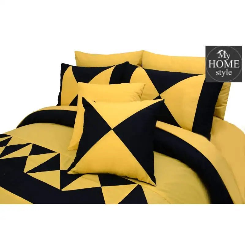 8 Pcs Duvet Set Yellow & Black - myhomestyle.pk