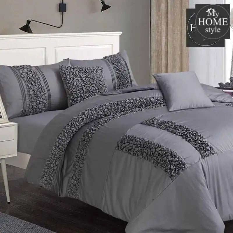 8 PC's Embellished Duvet set King Smokey Grey - myhomestyle.pk