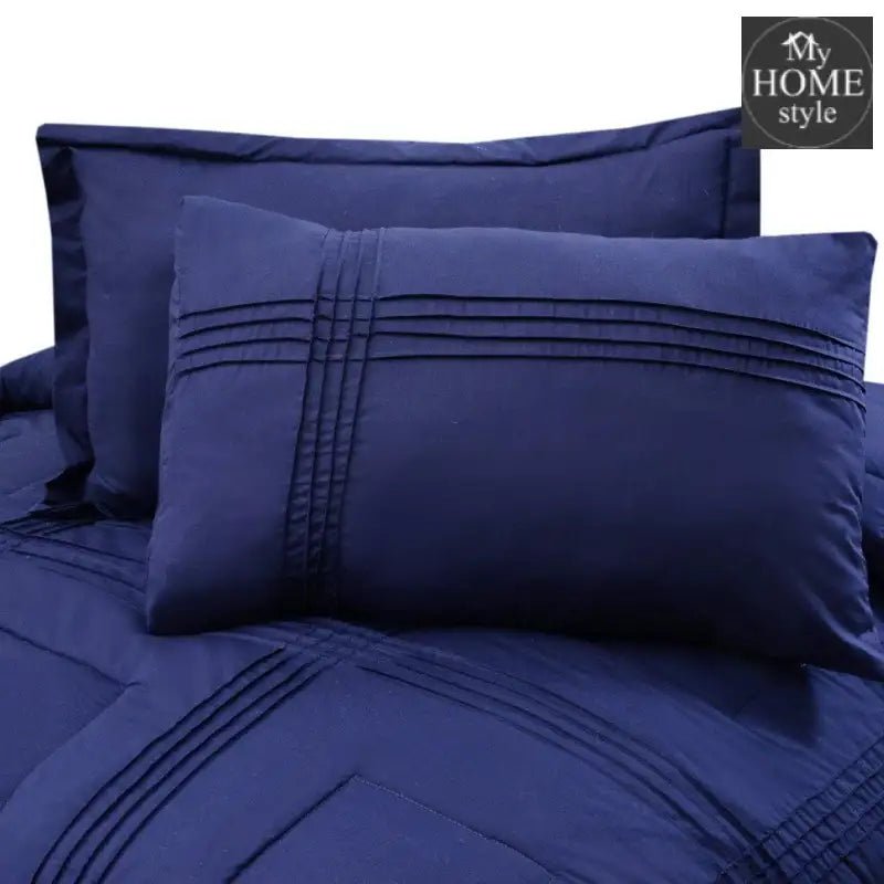 8 Pc's Luxury Bedspread Light Filled Navy - myhomestyle.pk