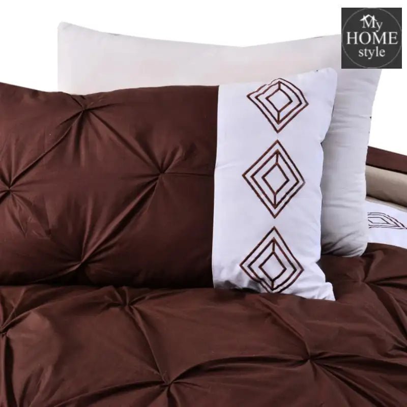 8 Pc's Luxury Embroidered Bedspread Brown With Light Filling - myhomestyle.pk
