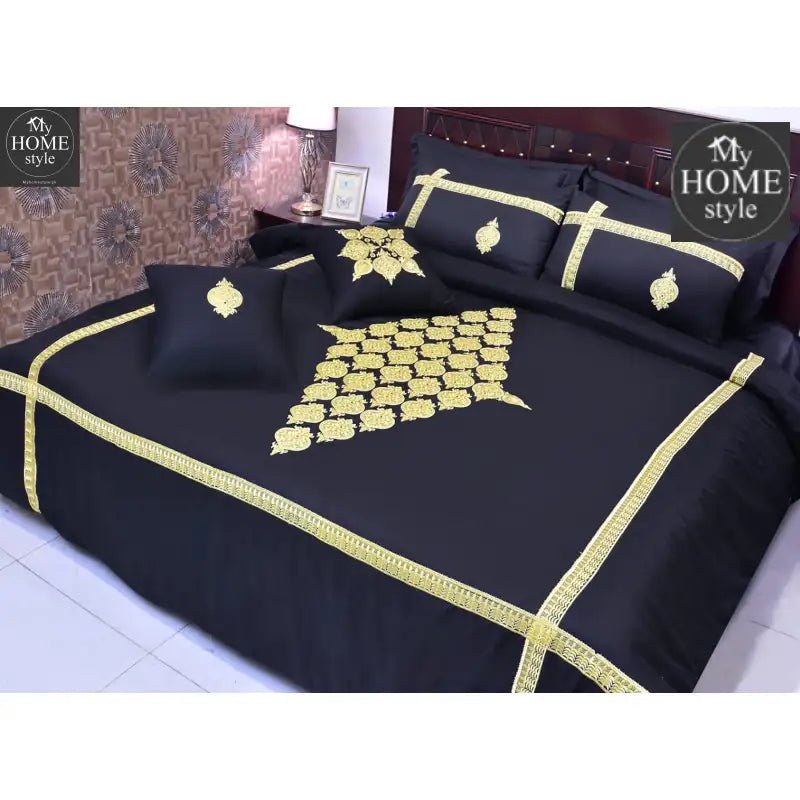 8 PCS Luxury Embroidered Duvet Set Black - myhomestyle.pk