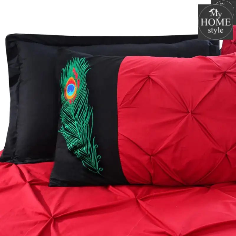 8 PCS Peacock Feather Embroidered Duvet Set - myhomestyle.pk