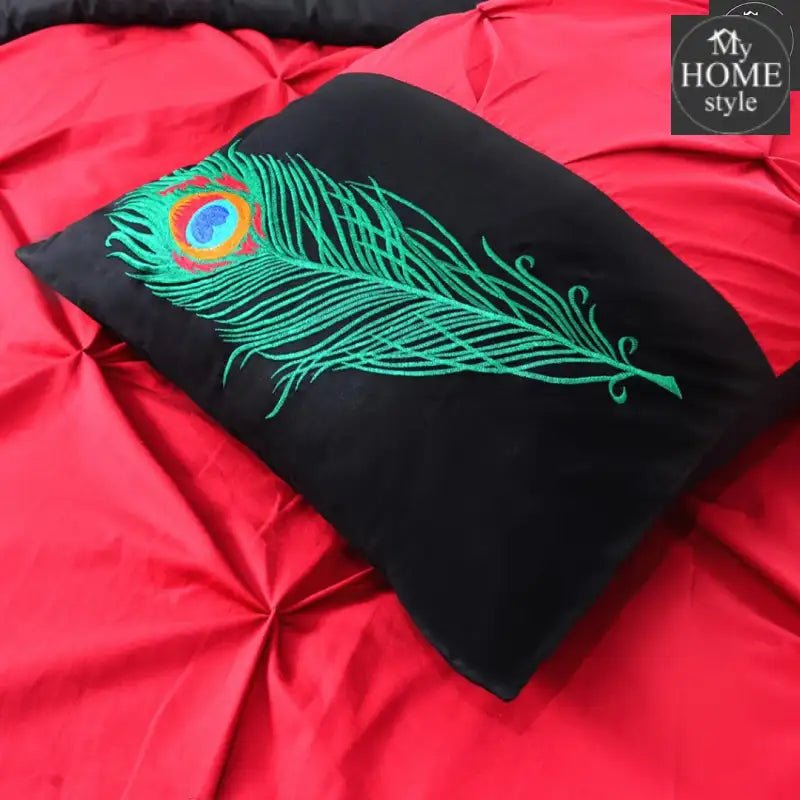 8 PCS Peacock Feather Embroidered Duvet Set - myhomestyle.pk