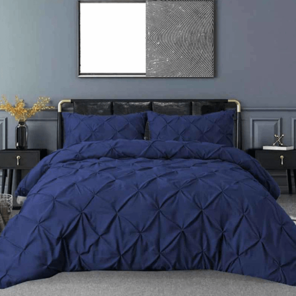 8 Pcs Pintuck Diamond Duvet Set navy SC - myhomestyle.pk