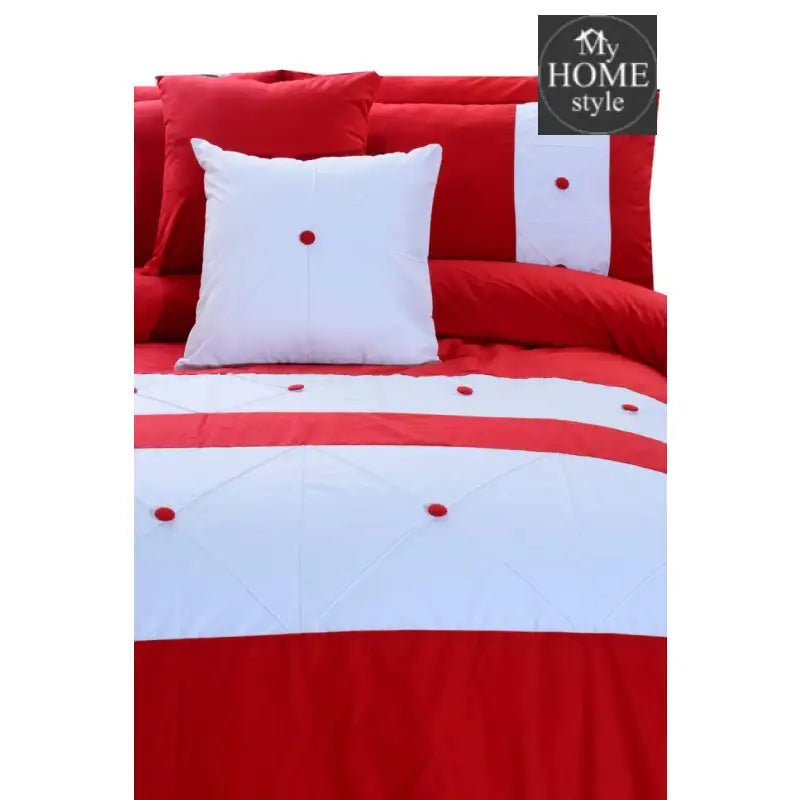 8 pcs Red & White Duvet Set - myhomestyle.pk