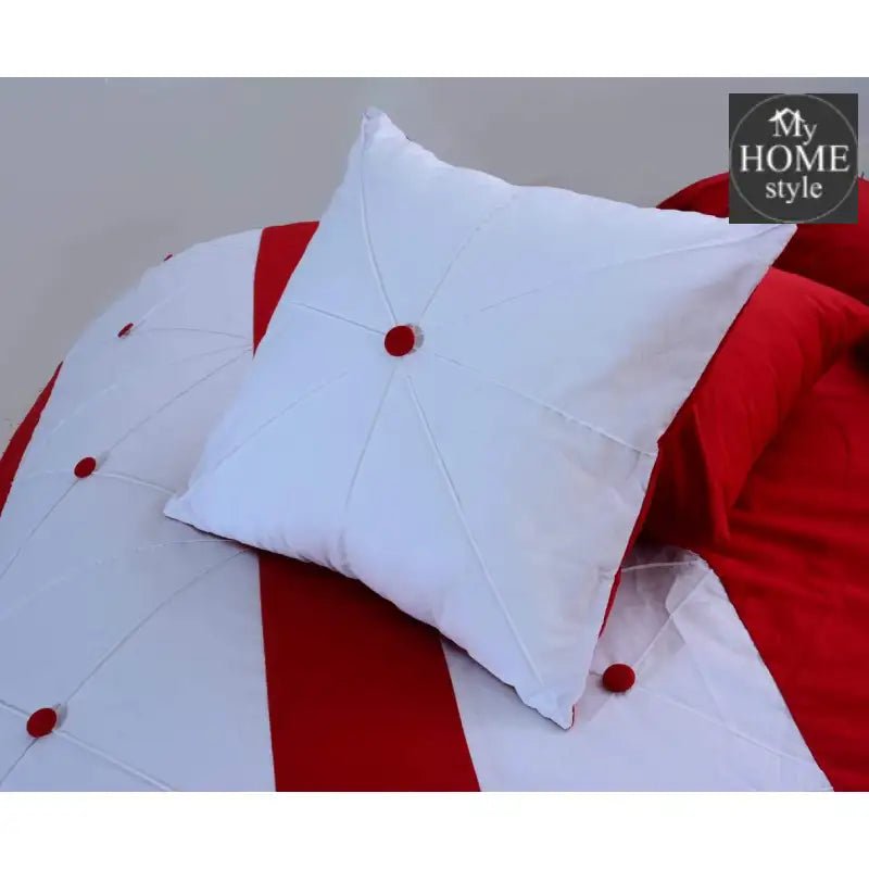 8 pcs Red & White Duvet Set - myhomestyle.pk