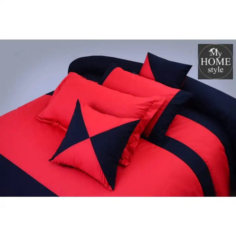 8 pcs Strips Duvet Set Red & Black - myhomestyle.pk