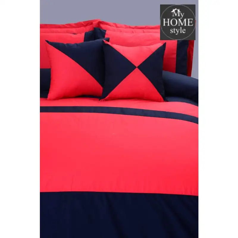 8 pcs Strips Duvet Set Red & Black - myhomestyle.pk