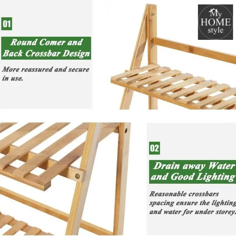 Bamboo Wood Ladder Plant - 4 Layered - myhomestyle.pk