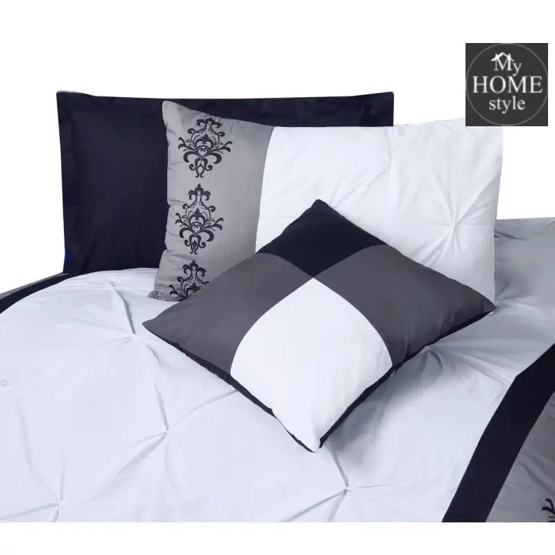 Black and White Embroided Pintuck Duvet Set - myhomestyle.pk