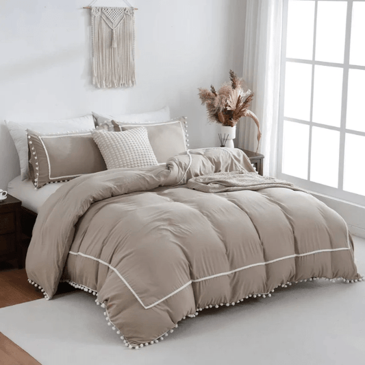 Cozy Pom - Pom Duvet Cover Set with Delicate Trim - 1279 - myhomestyle.pk