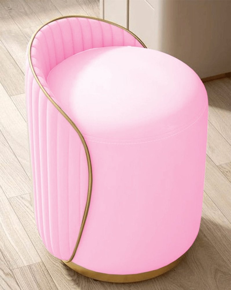 Elegant Upholstered Vanity Stool with Back - 1446 - myhomestyle.pk