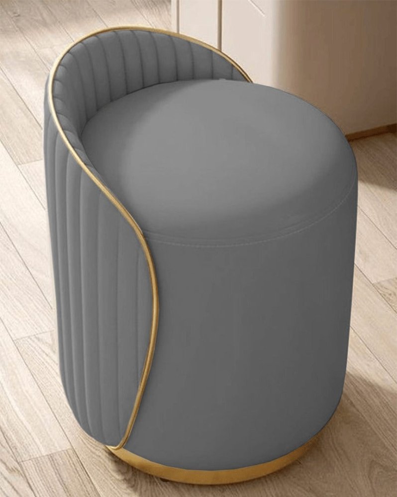Elegant Upholstered Vanity Stool with Back - 1446 - myhomestyle.pk