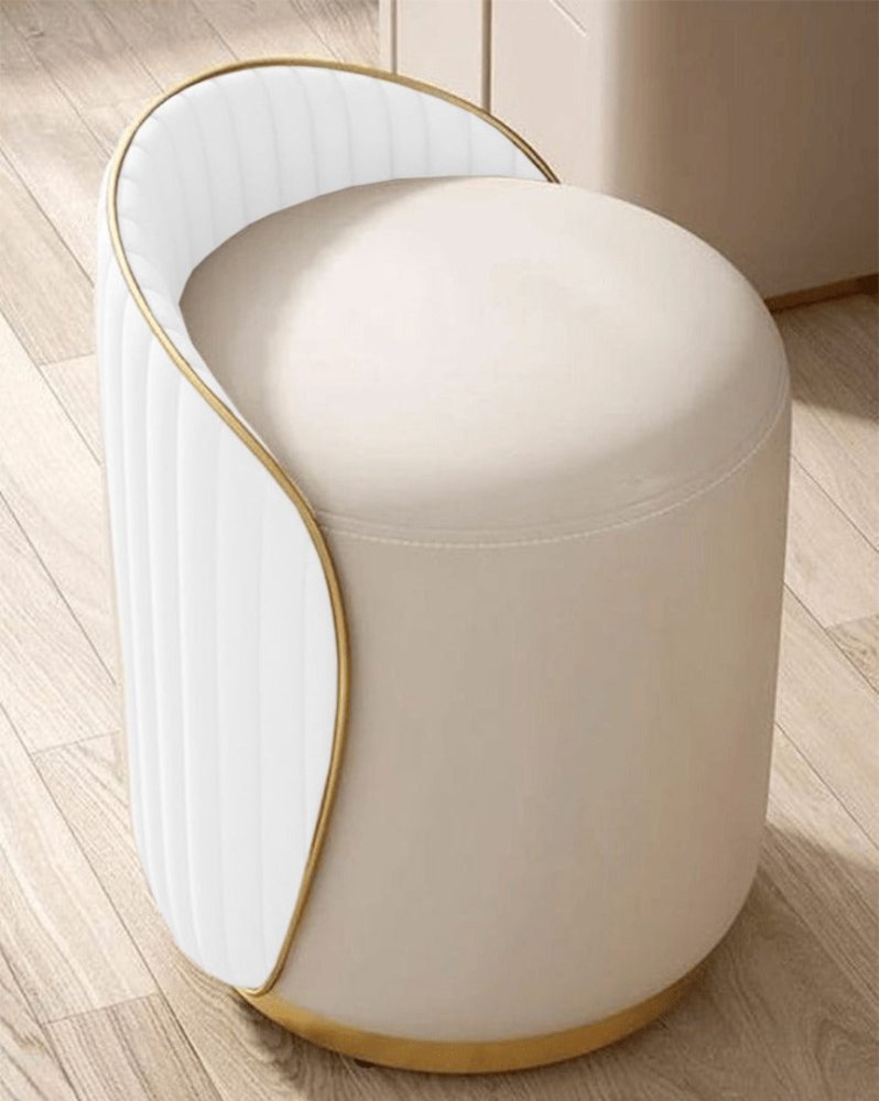 Elegant Upholstered Vanity Stool with Back - 1446 - myhomestyle.pk