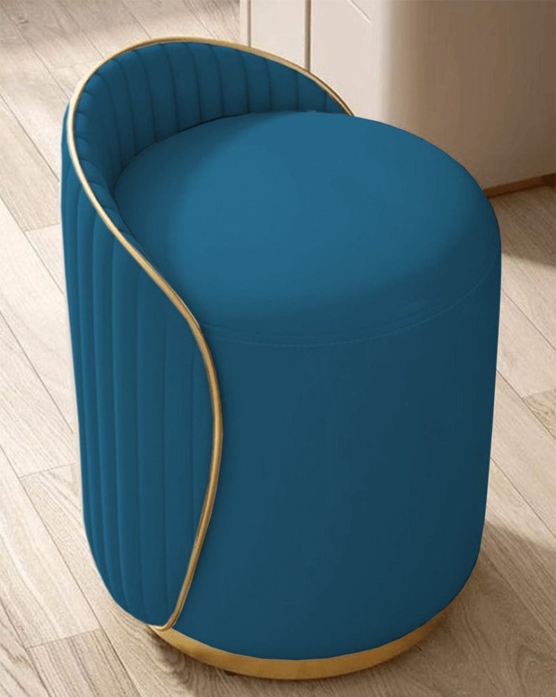 Elegant Upholstered Vanity Stool with Back - 1446 - myhomestyle.pk
