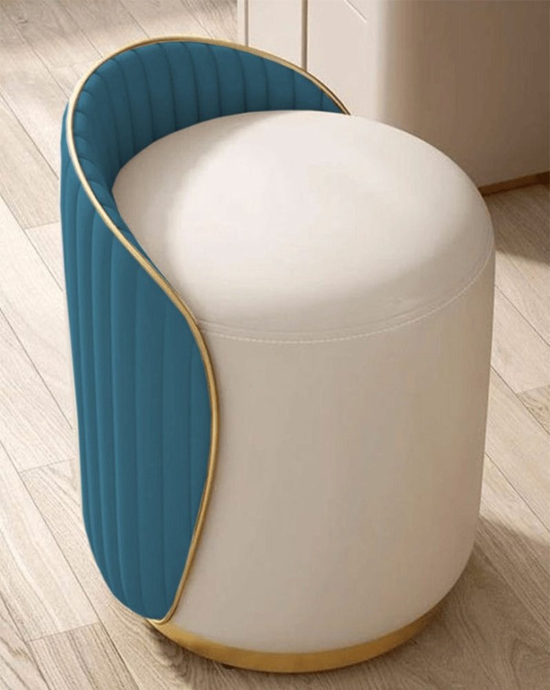 Elegant Upholstered Vanity Stool with Back - 1446 - myhomestyle.pk