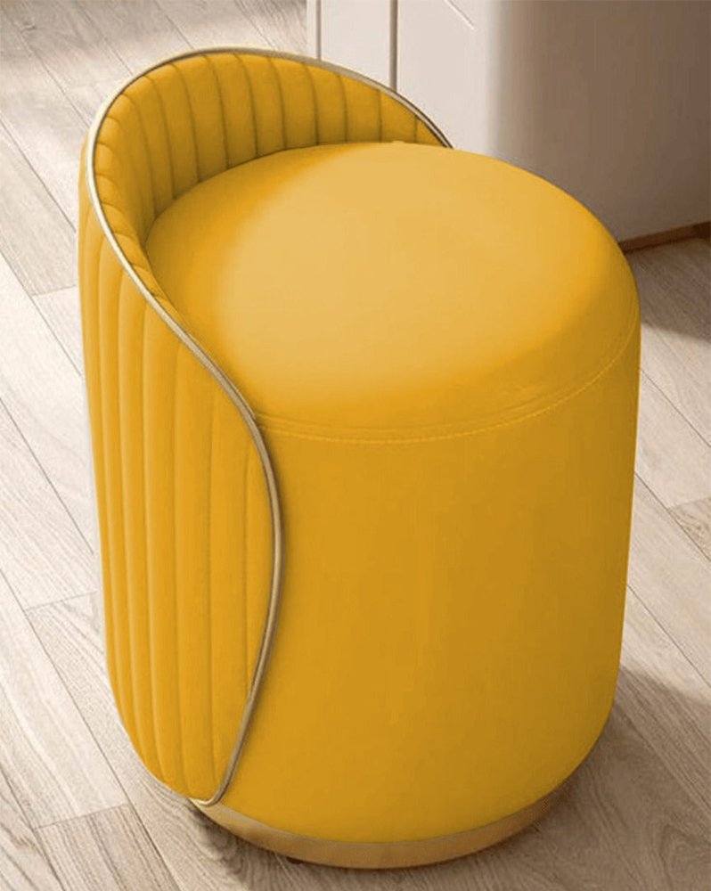 Elegant Upholstered Vanity Stool with Back - 1446 - myhomestyle.pk