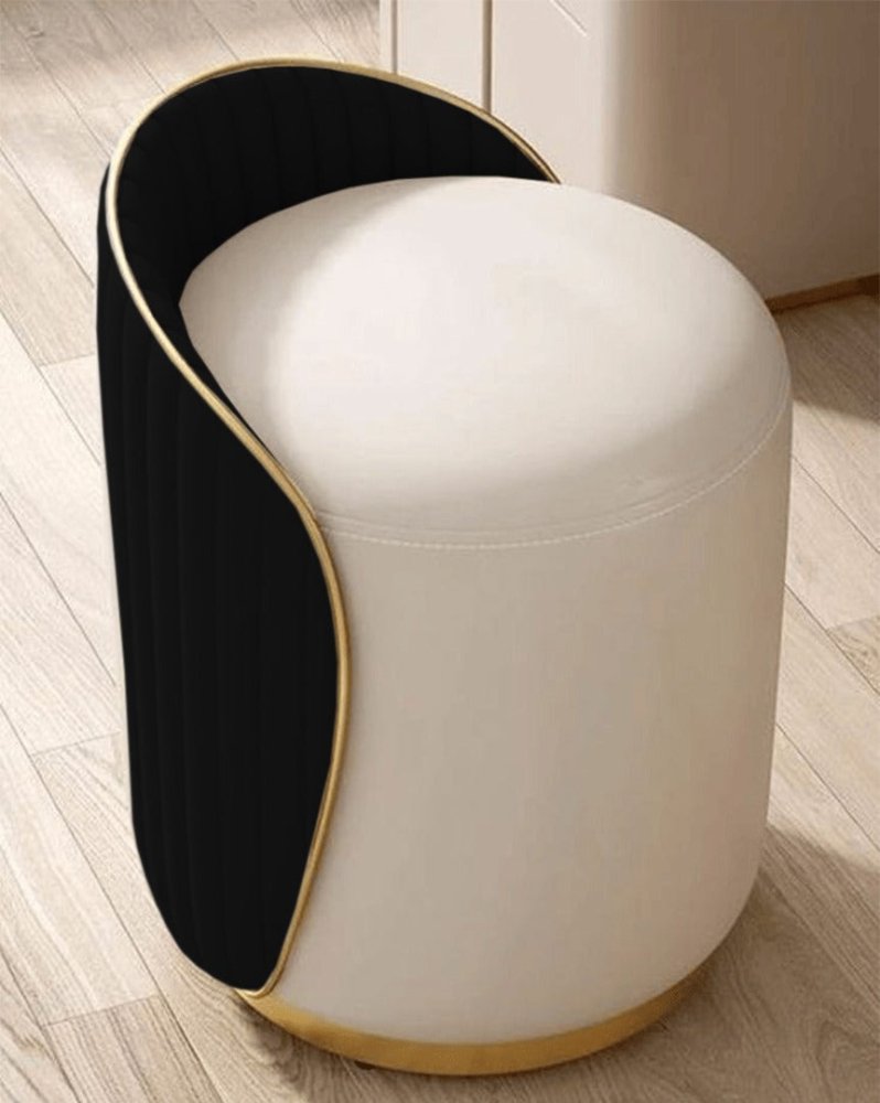 Elegant Upholstered Vanity Stool with Back 1446