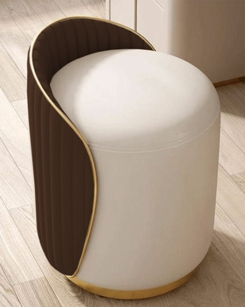 Elegant Upholstered Vanity Stool with Back - 1446 - myhomestyle.pk