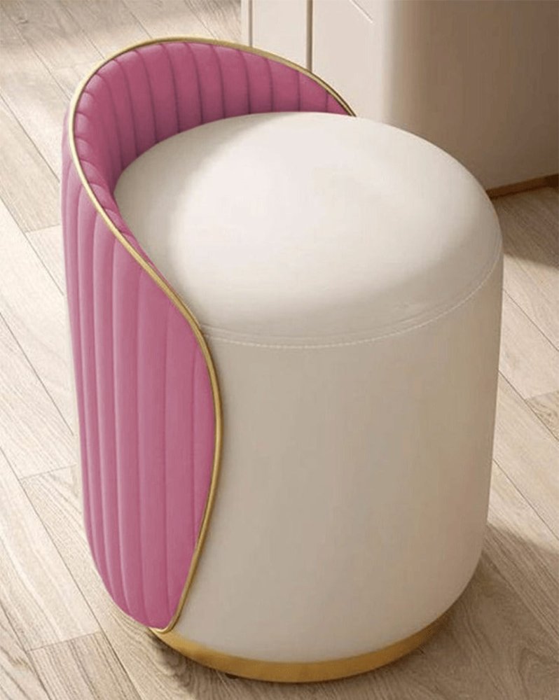 Elegant Upholstered Vanity Stool with Back - 1446 - myhomestyle.pk