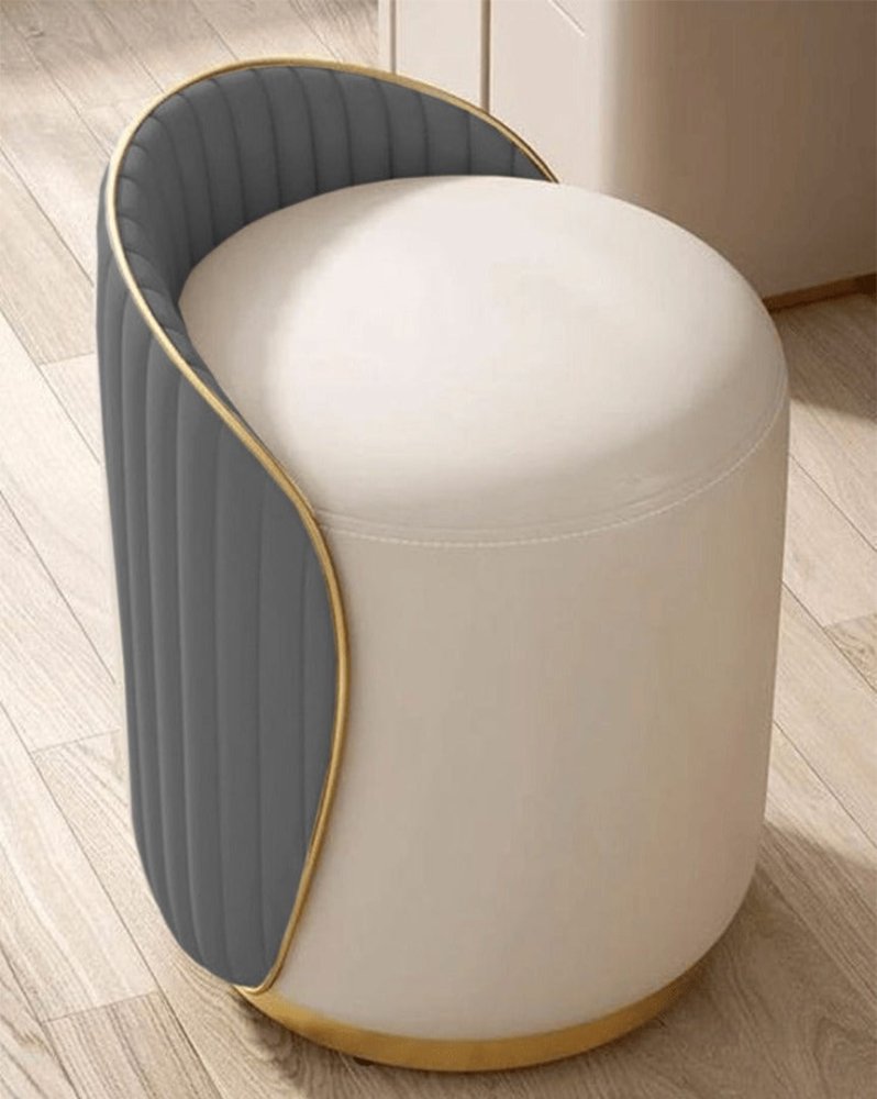 Elegant Upholstered Vanity Stool with Back - 1446 - myhomestyle.pk