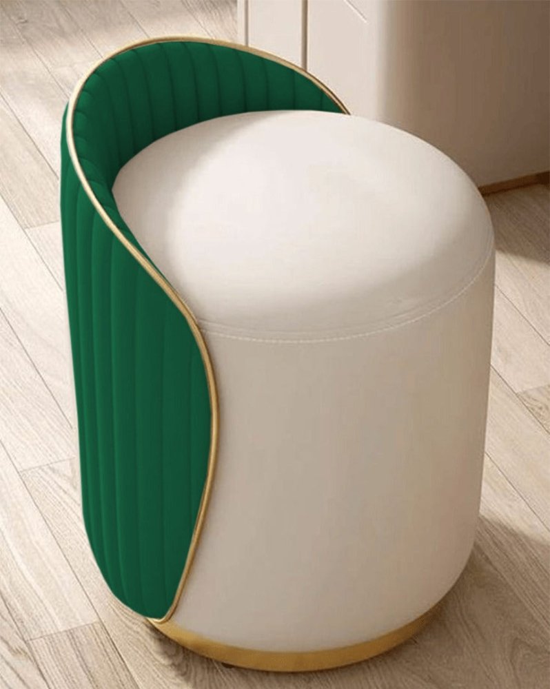 Elegant Upholstered Vanity Stool with Back - 1446 - myhomestyle.pk