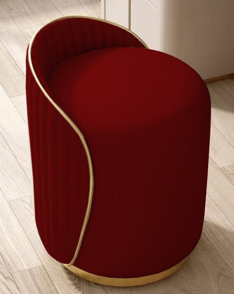 Elegant Upholstered Vanity Stool with Back - 1446 - myhomestyle.pk