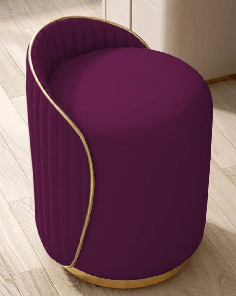 Elegant Upholstered Vanity Stool with Back - 1446 - myhomestyle.pk