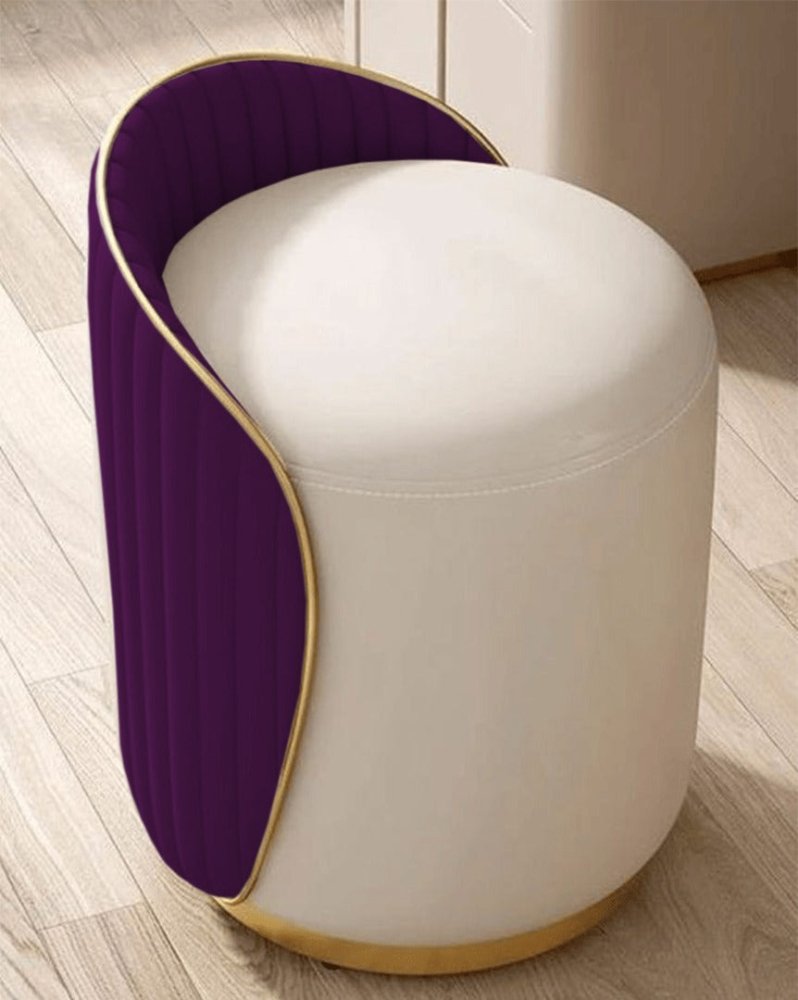 Elegant Upholstered Vanity Stool with Back - 1446 - myhomestyle.pk