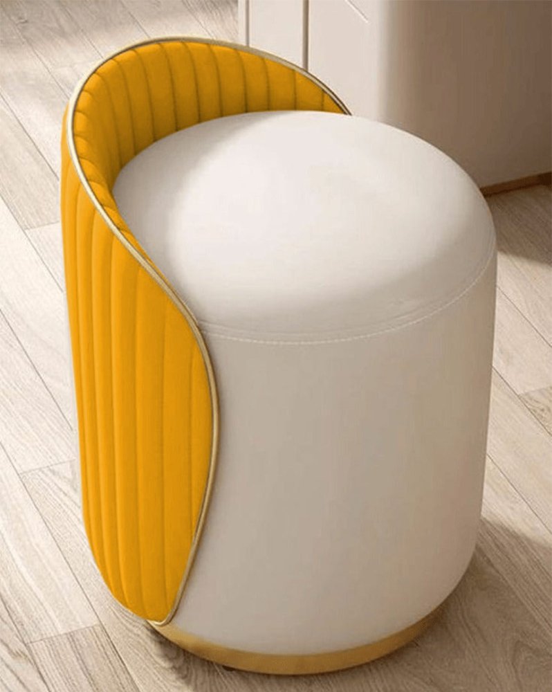 Elegant Upholstered Vanity Stool with Back - 1446 - myhomestyle.pk
