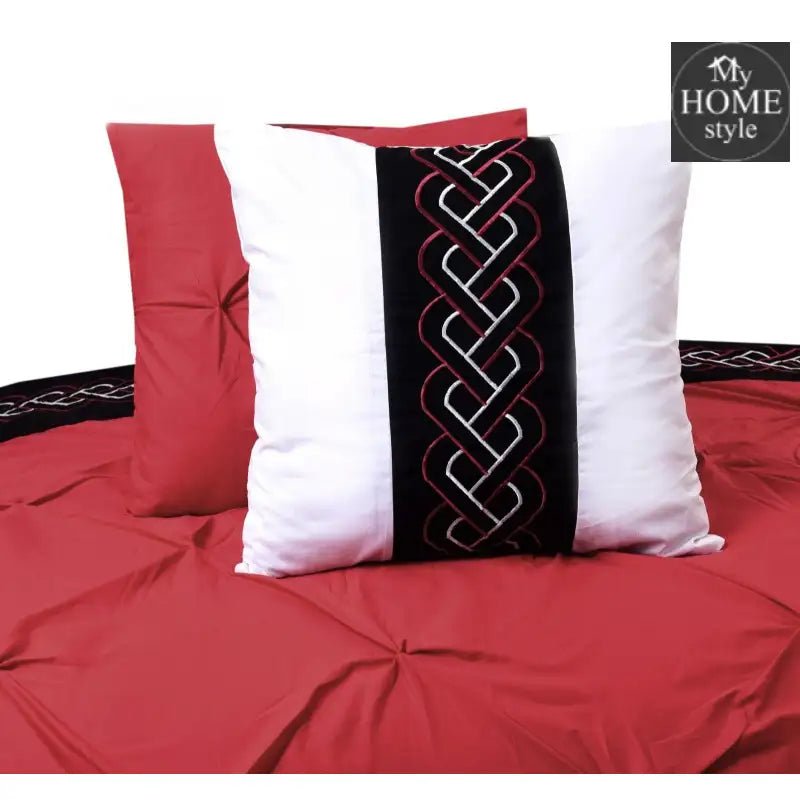 Embroidered Pintuck Duvet 8 pieces Maroon - myhomestyle.pk