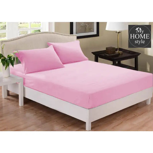 Fitted Sheet Rich Cotton Light Pink With Pillow Cover - myhomestyle.pk