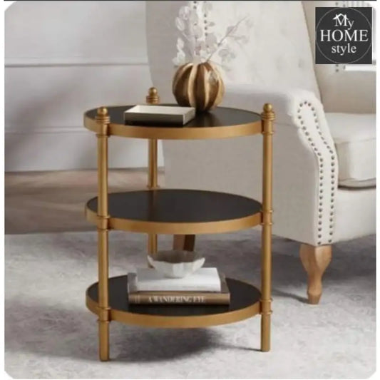 Gold Metal End Table, 3 Tier Circle Side Table, Sofa Table, Coffee Table Indoor/Outdoor - myhomestyle.pk