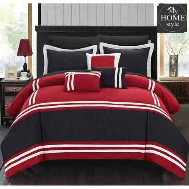 grey & Black Stripe Border 8 Piece Set - myhomestyle.pk
