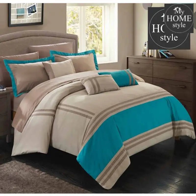 grey & Black Stripe Border 8 Piece Set - myhomestyle.pk