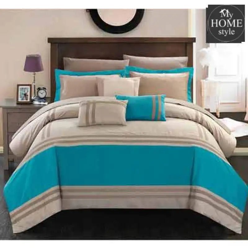 grey & Black Stripe Border 8 Piece Set - myhomestyle.pk