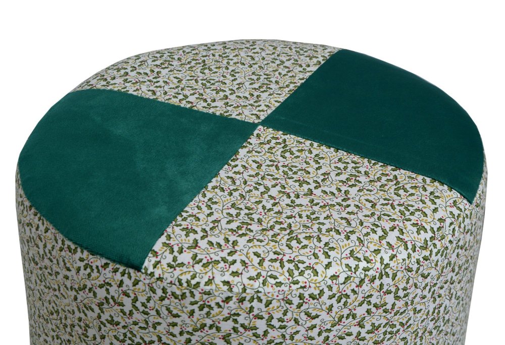Large Pouffe Printed Velvet Stool With Steel Frame - 1427 - myhomestyle.pk
