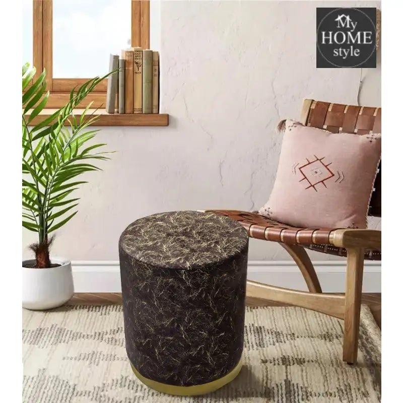 Large Pouffe Velvet Sprinkle Stool With Steel Frame - 1288 - myhomestyle.pk