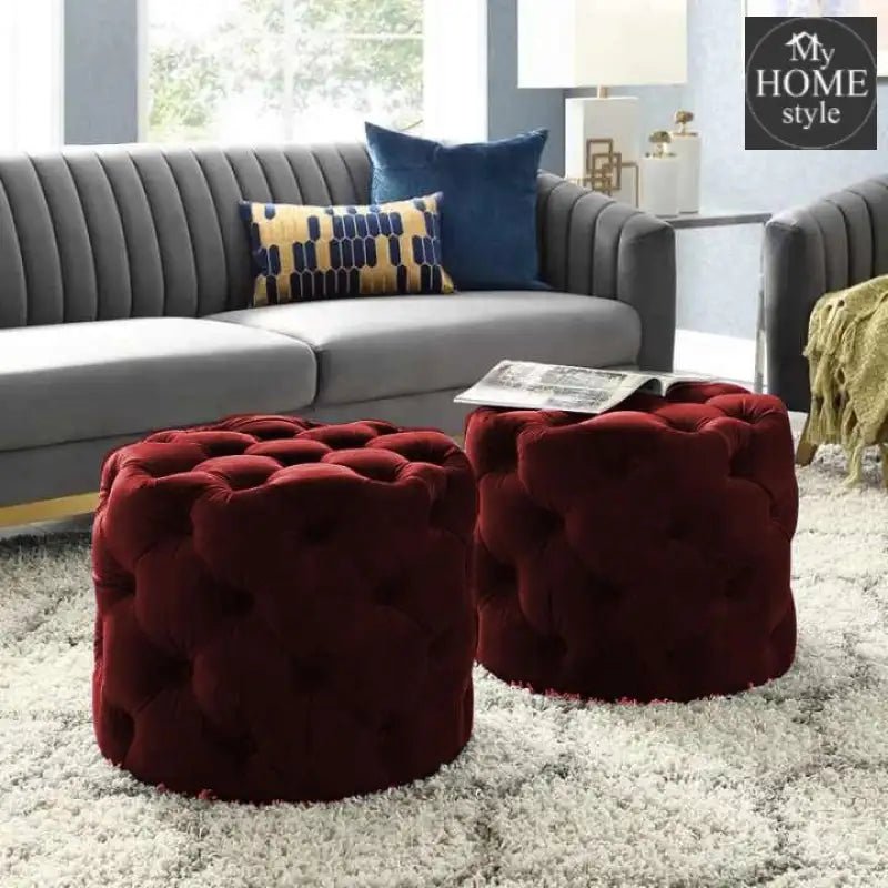 Living Room Velvet Ottoman Stool - 676 - myhomestyle.pk