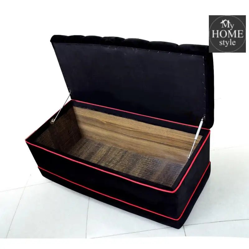 Luxury 3 Seater Velvet Ottoman Storage Box - 956 - myhomestyle.pk