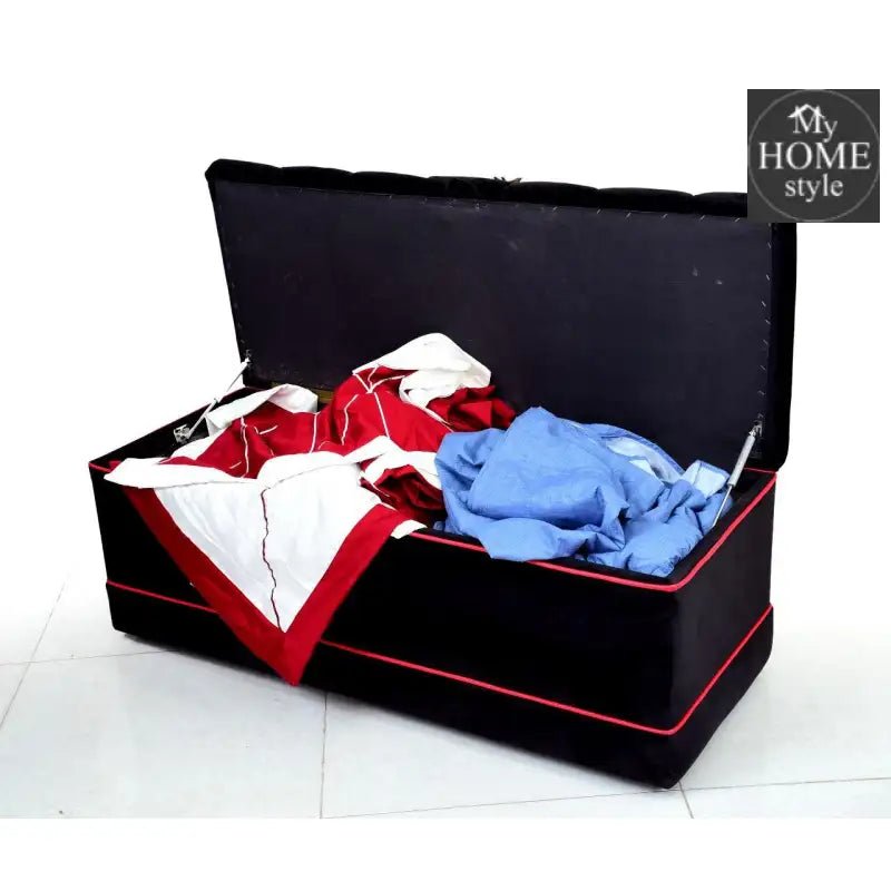 Luxury 3 Seater Velvet Ottoman Storage Box - 956 - myhomestyle.pk