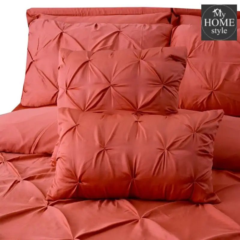 Luxury 8 pc's Sateen Pintuck Duvet set Carrot - myhomestyle.pk