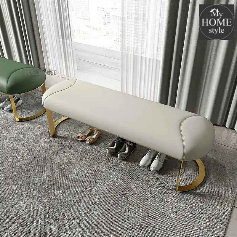 Luxury Nordic 3 Seater Stool With Light Steel Stand - 1214 - myhomestyle.pk