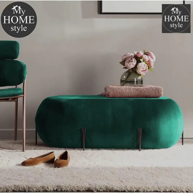 Luxury Ottoman Stool With Steel Legs - 1032 - myhomestyle.pk