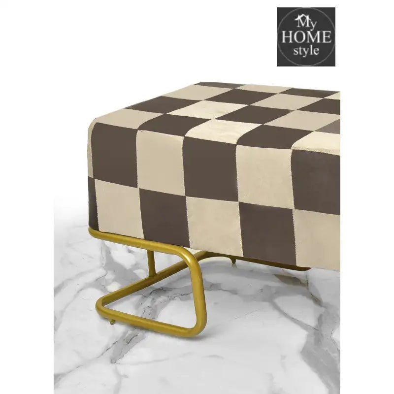 Luxury Printed Velvet Wooden stool 3 Seater With Steel Stand - 1254 - myhomestyle.pk