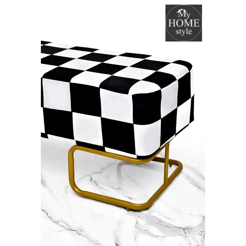 Luxury Printed Velvet Wooden stool 3 Seater With Steel Stand - 1255 - myhomestyle.pk
