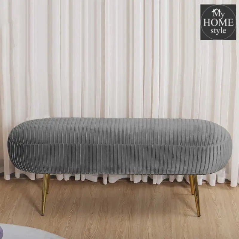 Luxury Three Seater Velvet Stool With Steel Legs - 1261 - myhomestyle.pk
