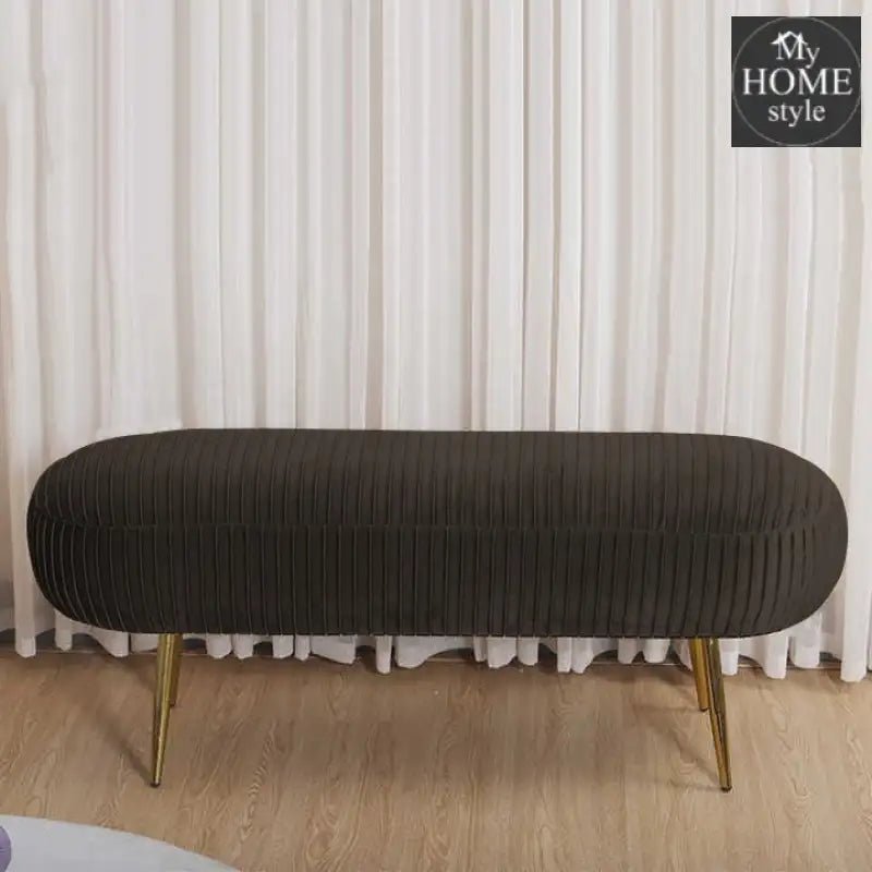 Luxury Three Seater Velvet Stool With Steel Legs - 1261 - myhomestyle.pk