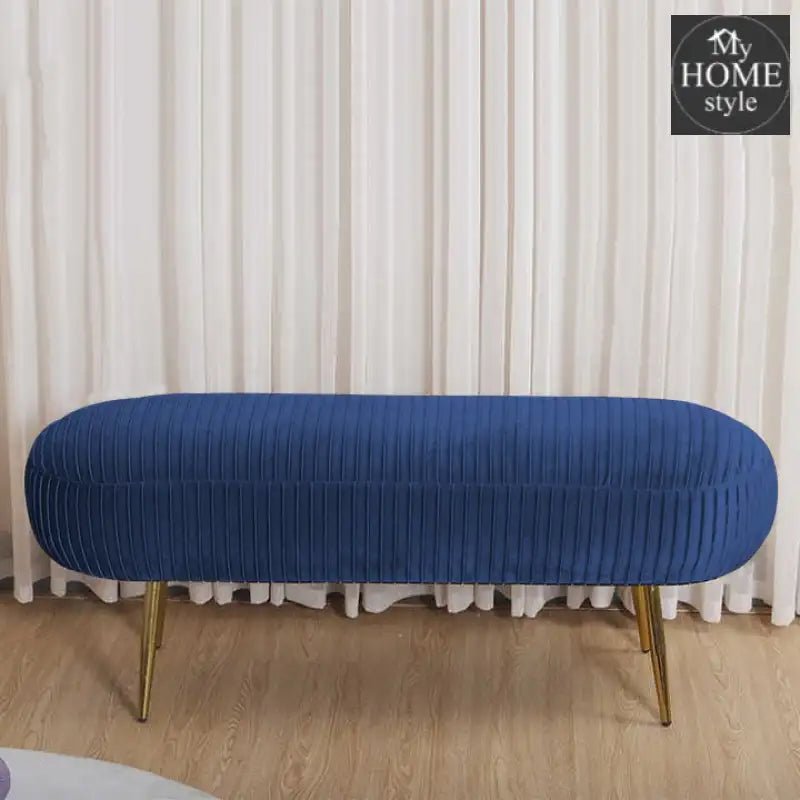 Luxury Three Seater Velvet Stool With Steel Legs - 1261 - myhomestyle.pk